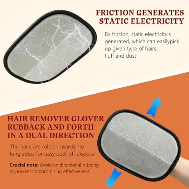 Pet Hair Removal Glove, Newly Upgraded Electrostatic Gloves Pet Hair for Dogs & Cats, Washable and Reusable Hair Remover Tool for Carpet, Curtain, Clothing, Couch, Car Seat - 1 Pcs-vxEC8hy6