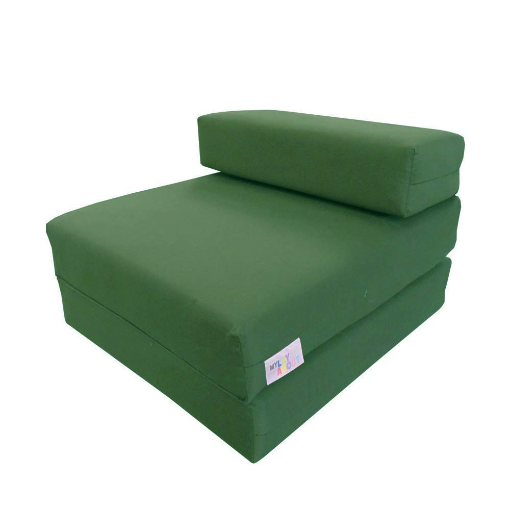 MyLayAbout Kids Z Bed - Memory Foam Chair bed & Fold up Mattress | Available in 11 colours. Perfect for childrens sleepovers, reading corners or gaming. (Bottle Green, one size)