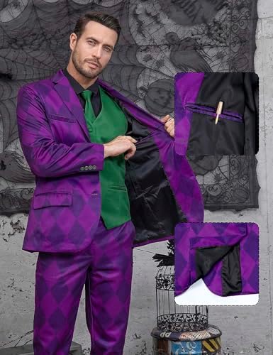 Men's 4-Piece Purple Clown Costume Suits, Two Button Italy | Ubuy