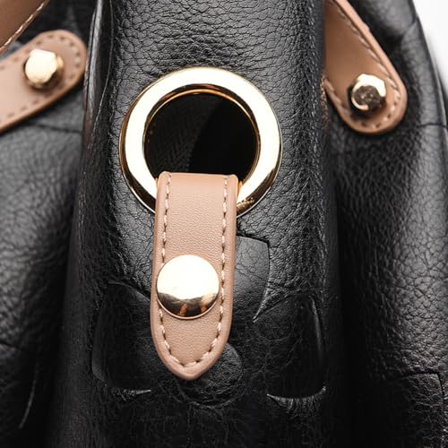 Bucket Bag for Women,Floral Embossed Tote Bag Trendy Vintage Crossbody Bag Large Vegan Leather Hobo Shoulder Handbag4