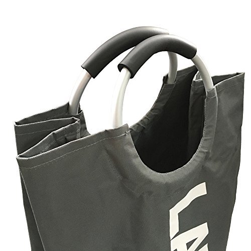 Mziart Thicken Laundry Bag Hamper Tote With Alloy Handles, Heavy Duty And Durable Canvas Clothes Storage Bag Washing Bag, Collapsible And Self Standing As Laundry Basket (Dark Grey) #TOP2
