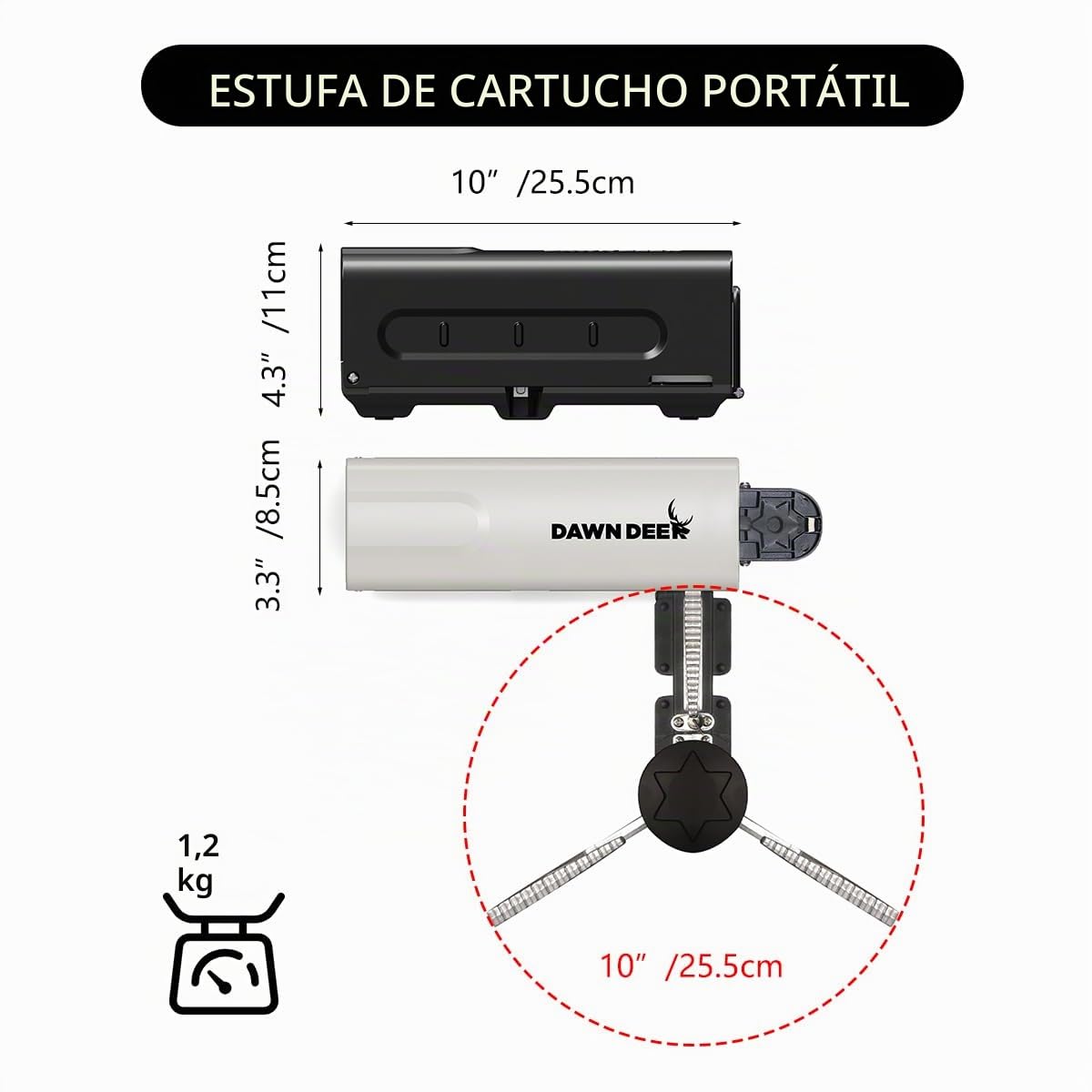 Estufa portátil con cassette y bolsa de almacenamiento delicada, estufa de camping plegable, estufa de camping compacta, quemador de gas butano plegable de 2200 W, blanco