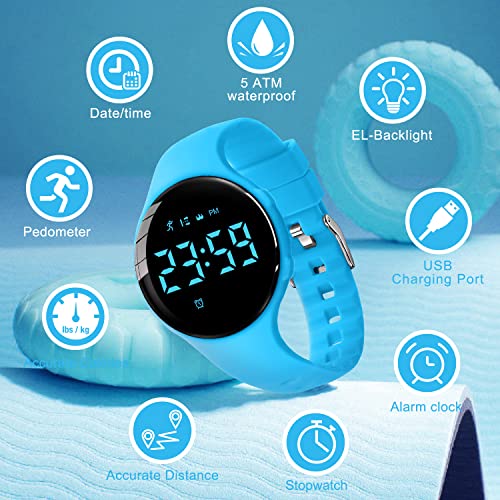 Image of Kids Watches for Girls Boys Digital Sport Watch with Step Counter Pedometer Vibration Alarm Clock, No App Waterproof Fitness Tracker Kids Watch Boys Girls Teens Students Ages 5-16