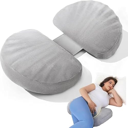 Necxy Multifunctional H Shaped Pregnancy/Maternity Pillow for Pregnant Women for Belly Stomach & Hip Pain/Body Support Pillow with Washable Cover (Grey, Set of 2)