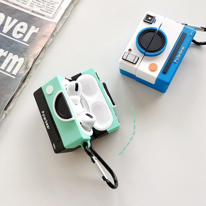 Image of Dezet Cute Soft Silicone Pouh Case for Airpods Pro GEN-2 (2022) � 3D Cartoon Animal Character Cover with Keychain Ring, Shockproof & Dustproof Protective Case for Kids & Girls (Polar Green)