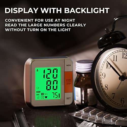 Blood Pressure Monitors For Home Use Accurate Wrist Blood Pressure Machine Adjustable 5.3"-7.7" Bp Cuff For Home Use 2X120 Sets Memory Backlight Lcd Display With Carrying Case #TOP3