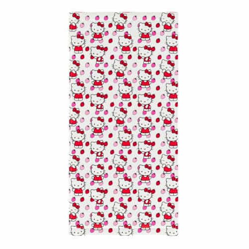 Hello Kitty Oversized Bath Towel 100% Cotton Super Soft & Abosrbent - Strawberry Print 30 x 54 (Officially Licensed Product) by Franco