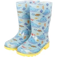 A2Z 4 Kids Boys Girls Wellington Boots PVC Wellies Cute Ocean Whale Print - Wellies 1417 Whale 7 UK Child