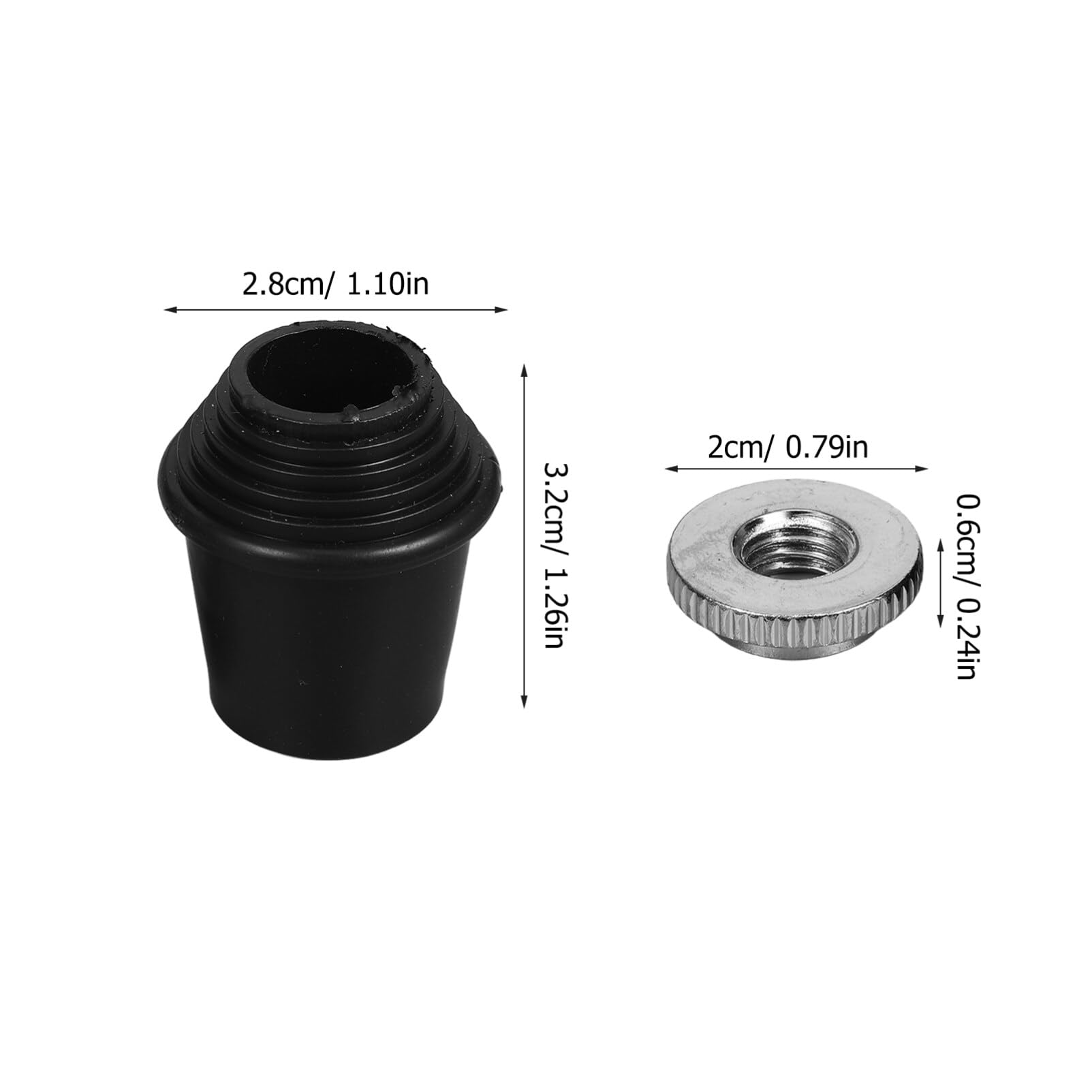 UPKOCH Rubber Foot Pads for Drum Kit Legs 3.2X2.8X2.8Cm Threaded Bass Drum Feet Non-Slip Rubber Pads for Stand Stability 2 Pieces - Image 2