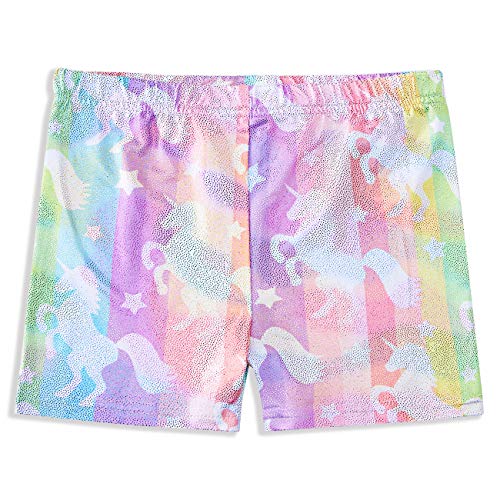 Girls' Dance Gymnastics Short Multicolor Rainbow Striped Bike Shorts Fashion Biketards Outdoor Playwear