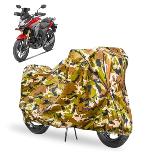 Image of Waterproof Bike Cover Compatible with Honda NX200 All Weather, UV Heat Resistant, Dustproof, Triple Stitched, Windproof Elastic Bottom