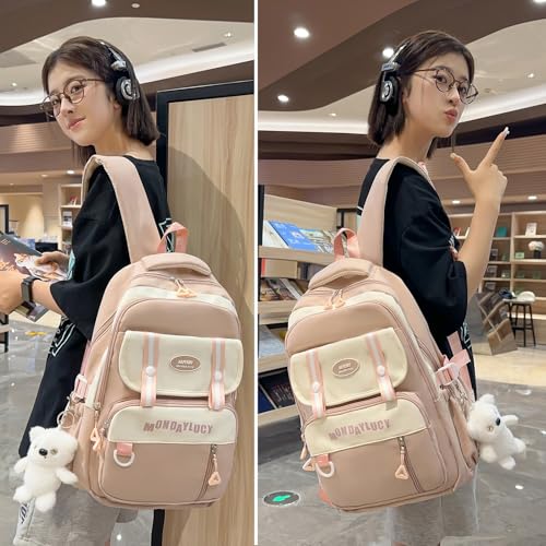 Sac décontracté en nylon contrasté avec grand compartiment ordinateur