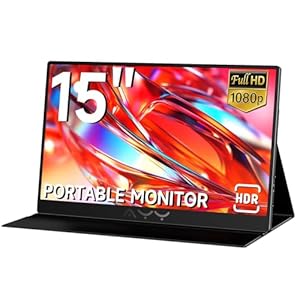 AYY Monitor portátil para portátil de 15 pulgadas, FHD 1080P USB-C HDMI, monitor de viaje externo para computadora, segunda pantalla, HDR IPS, extensor de monitor de juegos para PC, MAC, teléfono, PS4/5, Xbox Switch, altavoces integrados