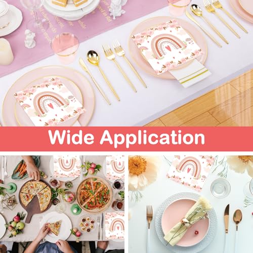 40 Stück Boho Regenbogen Servietten Einweg, Boho Papierservietten Party Servietten, boho Papierservietten 33x33 cm, Regenbogen servietten Geburtstag für Jungen/Mädchen Geburtstag Party Tischdeko