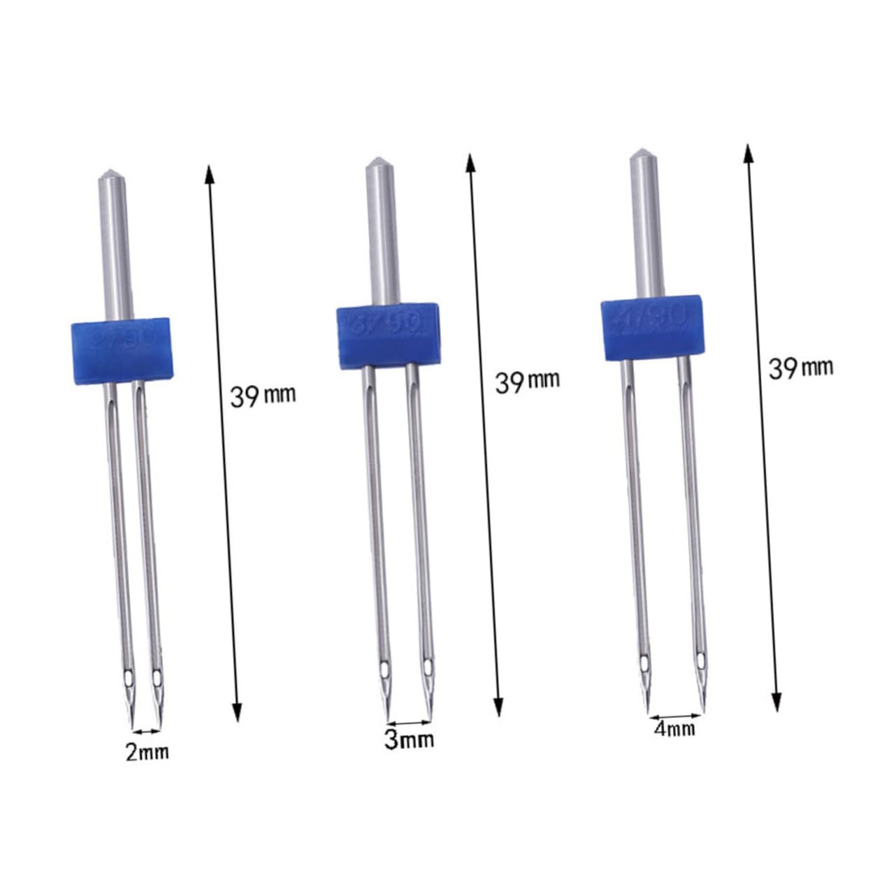 Zwillingsnadel für Nähmaschine 3mm C01-005-00171, 100 Stück | Metallausführung, Blau, 1 Beutel, Passend für Maschinen, Modell C01-005-00171