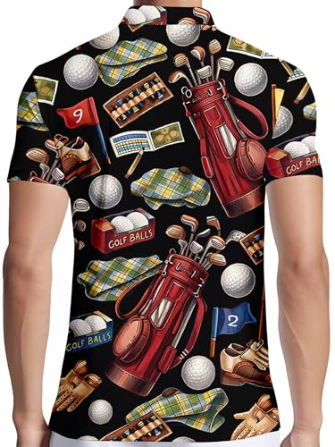 Image of PAGYMO Funny Golf Shirts for Men Crazy Printed Pattern Novelty Moisture Wicking Performance Mens Polo Shirt