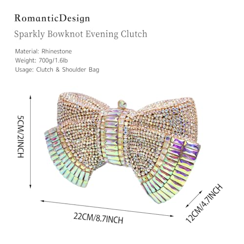 Image of RomanticDesign Women Sparkly Bowknot Evening Clutch Luxury Rhinestone Bride Purse Wedding Party Prom Banquet Handbag