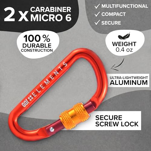 Micro mousqueton 6 mm GO!elements avec bouchon à vis lot de 6