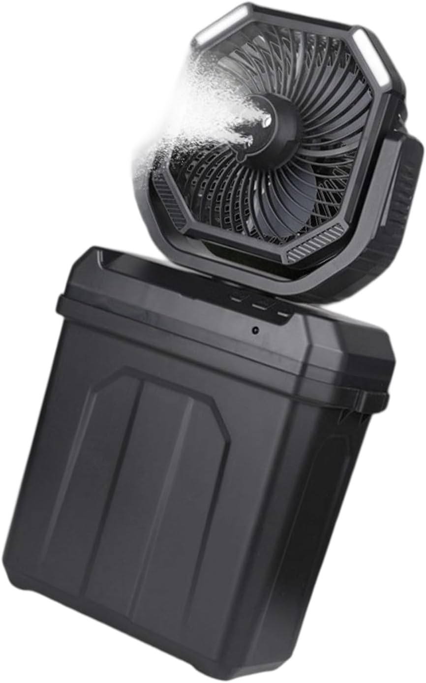 Portable 30000mAh Misting Fan with LED Light & Timer Rechargeable Camping Cooler for Outdoor Tent 6L Bucket Design Rechargeable Outdoor Misting Fan
