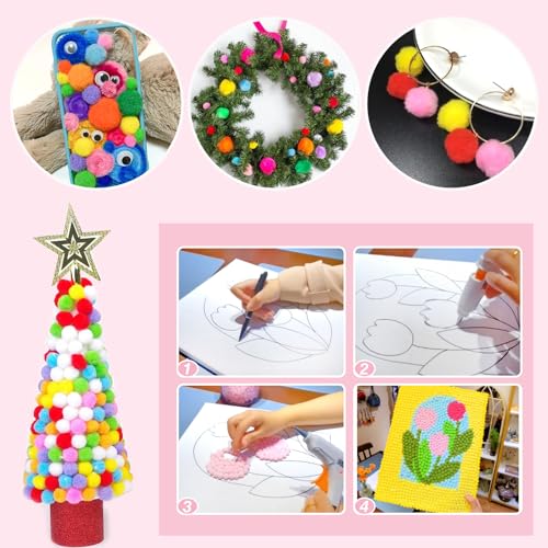 TOAOB 300pcs Craft Pompoms Loisirs Creatifs Multicolore 2cm Gros Pompons Artisanale Moelleux pour Bricolage Fournitures Décorations Couture Guirlandes Franges Projets et Artisanat – vue 4