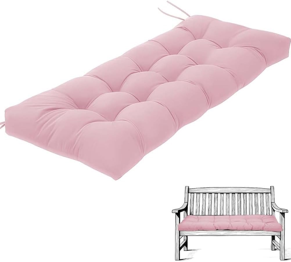 AQIGR Bench Cushions for Indoor/Outdoor Furniture, Tufted Swing/Piano Seat Cushion with Non-Slip Bottom, Bench Pad Cushion for Bay Window/Sofa/Patio(Pink,100x45cm/39x18in)