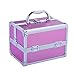HOMCOM Maletín Maquillaje Profesional Estuche de Cosmético Portátil con Bandejas de 3 Niveles y Espejo 2 Llaves para Joyero Manicura Viaje 15x15x20 cm Rosa