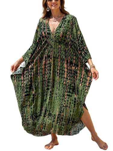 Kaftan Maxi Dress for Women V-Neck Plus Size Boho Beach Cover Up for Resort and Loungewear