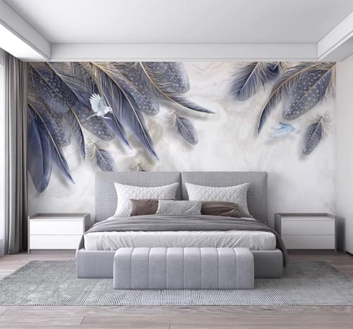 XLMING Minimalismo De Lujo Plumas Tridimensionales Aves Voladoras 3D Papel Pintado Pared Premium Textura Seda Estudio Comedor Vinilos Dormitorio Sofás TV Cocina-400cm×280cm