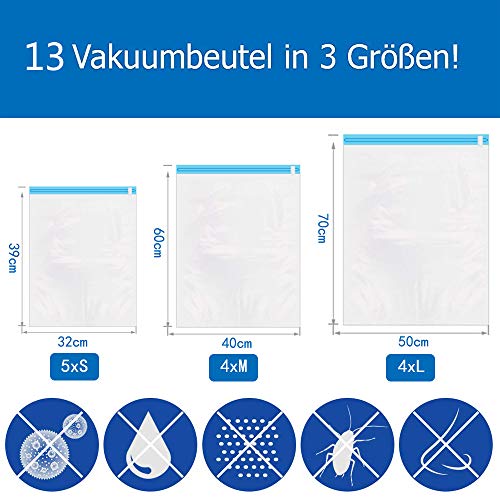 Lacmisc vacuüm-opbergzakken, vacuümzakken voor kleding 13 stuks kleding-vacuümzakken herbruikbaar voor beddengoed… - Image 5