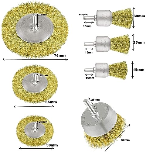 Image of Inditrust New 7pc heavy duty wire brush size (75,65,50,50,30,25 & 19)mm for Dust Paint & etc Wheel Brush (Pack of 7)