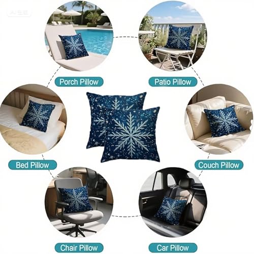 Housse de coussin Noël bleu foncé pour décoration de salon chaleureuse - 7
