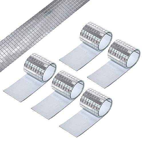 Luottus 2400 Stück Mini Selbstklebende Echtglas Silber Spiegel Mosaik Fliesen Aufkleber zum Basteln Quadratische Glasfliesen für DIY Handwerk Dekoration, 5 mm x 5 mm Cover