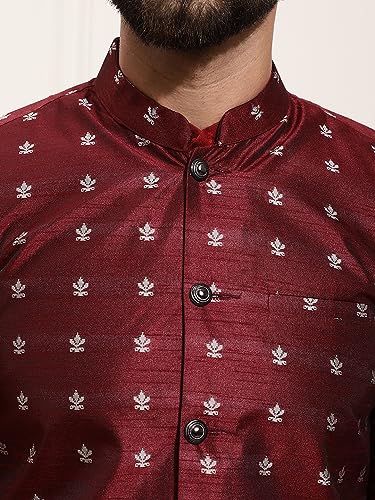 Image of SOJANYA (Since 1958 Men's Silk Blend Kurta Pyjama & Printed Nehru Jacket Combo