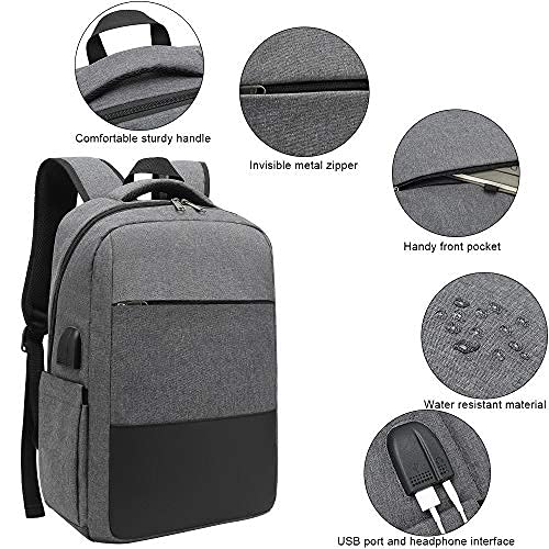 Laptop Backpack,Anti-Theft Business Travel Work Computer Rucksack with USB Charging Port,Water Resistant College/High School Bags Fits 15.6 Inch Laptop and Notebook Gery - Image 3