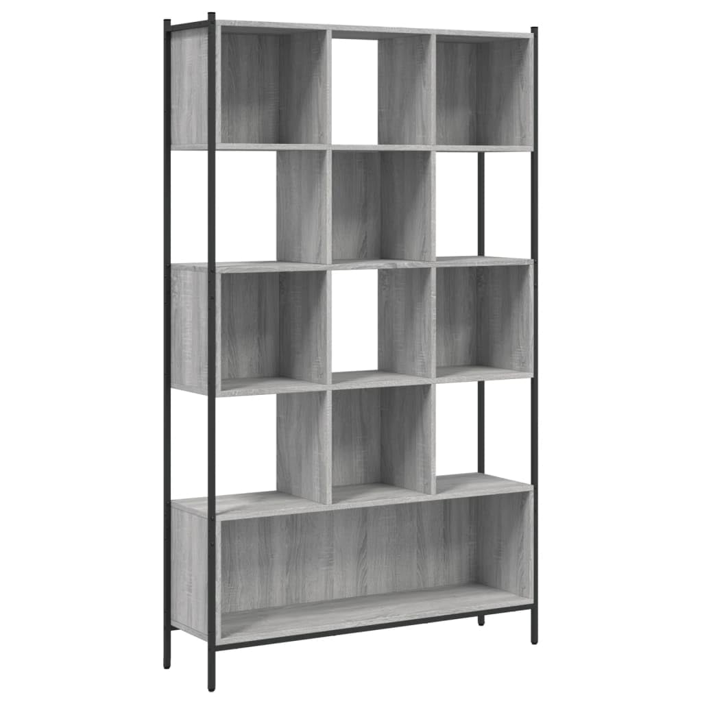 Regał na książki Sonoma szary, 102 x 28 x 172 cm, materiał drewnopochodny, stabilny regał stojący, uniwersalny organizer do przechowywania książek, dekoracji, biura, półka na książki o