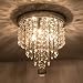 Riomasee Mini Chandelier Flush Mount Ceiling Light 3 Lights Modern Crystal Ceiling Light Fixtures for Bedroom,Hallway,Closet,Girls Room Chrome