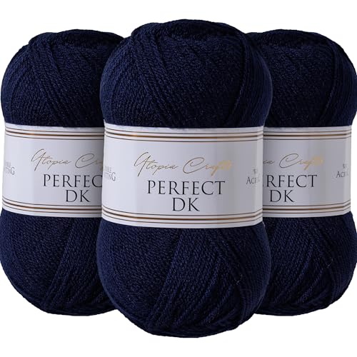 Utopia Crafts DK Double Knitting Yarn 3x 100g (Navy Blue)