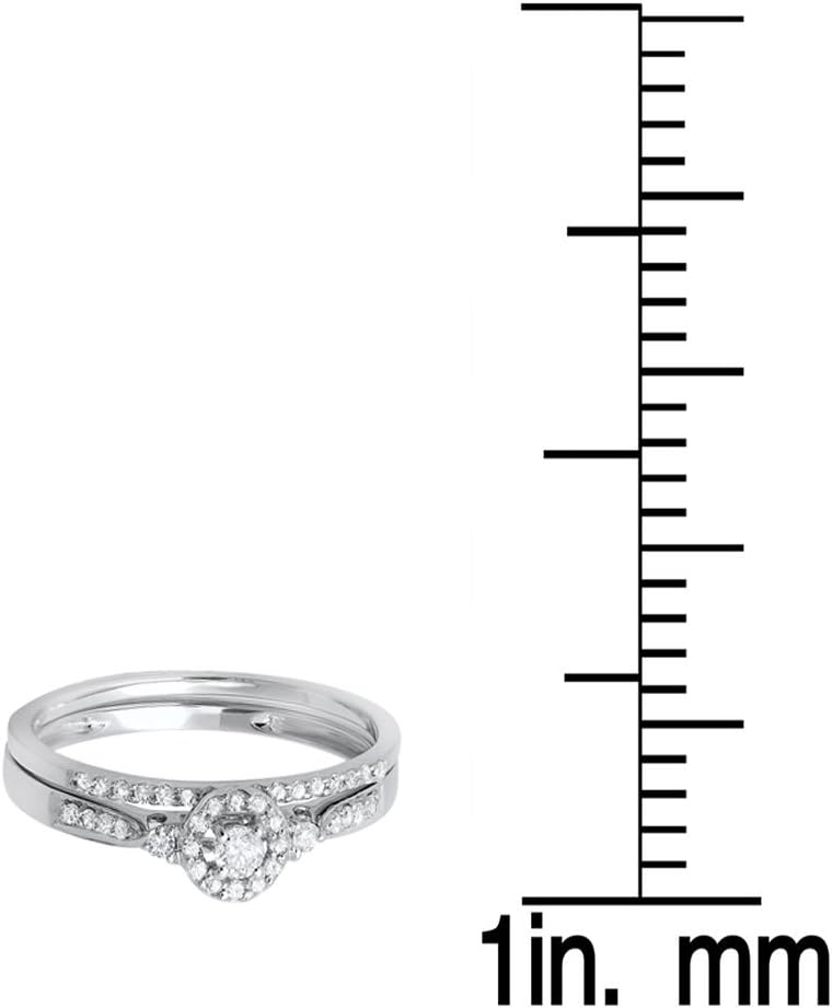 Dazzlingrock Collection 0.27 Ctw 14K Real Solid Gold Round Natural Diamond Women Halo Bridal Engagement Band Ring Set - Image 3