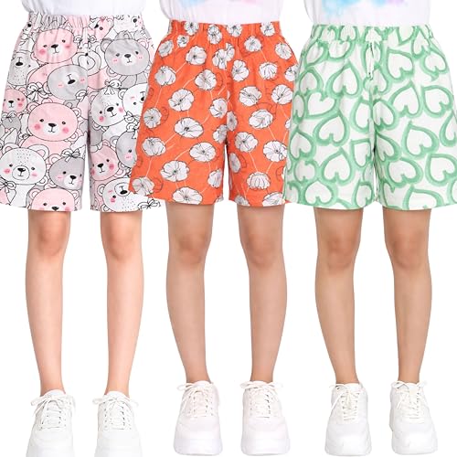 Image of TotzTouch Shorts for Kids Girls Pack of 3 | Summer Cotton Shorts| Kids Casual Cycling Shorts