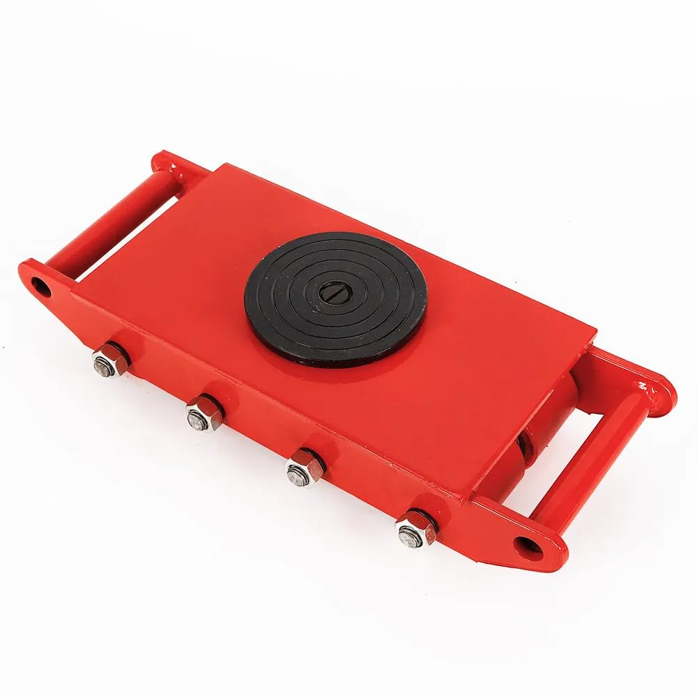12T Red Moving Skate, Heavy Duty Industrial Machinery Skate Moving Equipment Cast Steel Machinery Mover con superficie antiscivolo, 8 ruote rotanti a 360°, per grandi oggetti pesanti