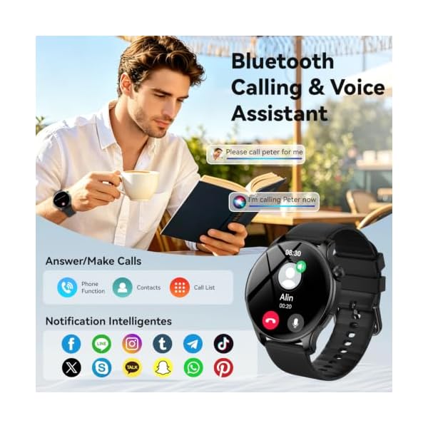 Smart Watch for Men Women Answer/Make Call: Military Smart Watches for Men Fitness Tracker Smartwatch for Android Phones iPhone Compatible Samsung Watches Heart Rate Sleep Monitor IP68 Waterproof - Image 3