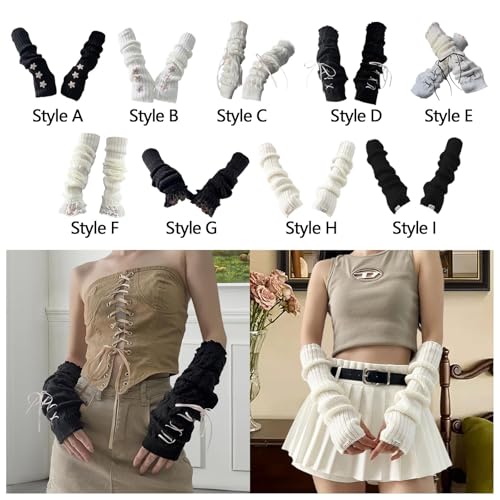 Enakshi® Arm Warmers Thumb Hole Gloves Winter Knitted Mittens Fashion for Women Girls black with star|Clothing Shoes & Accessories | Womens Accessories | Gloves & Mittens - Image 5 thumbnail