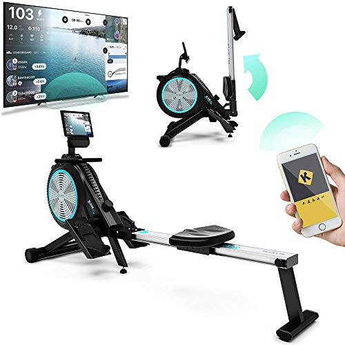 Bluefin Fitness Blade Air Máquina de Remo | Plegable | Sistema Magnético Doble + Resistencia al Aire | Kinomap | Video Streaming en Directo | Video Entrenamiento y Ejercicios | Consola Digital LCD