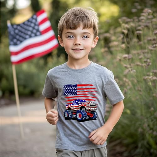 Image of Kids 4th of July Shirt USA Flag Clothes Toddler Boys Girls Children Patriotic Tee Tops 1-7 Years