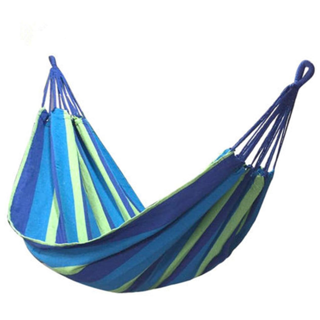 Hamac toile épaisse deux personnes bleu avec cordes pour le camping