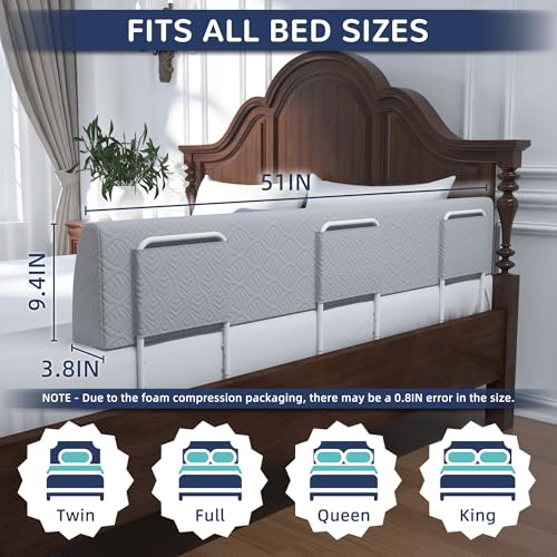 Image of FigTime Bed Bumper for Toddlers, Foam Bed Rail for Toddlers, Toddler Bed Rail Bumper, Soft Safety Bed Guard Rail for Kids, Bed Side Rail for Twin, Full, Queen & King Beds (Grey, 51 inch, 3-Bracket)