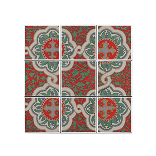 Carreau céramique décoratif 20x20 cm : lot de 9 faïences murales géométriques