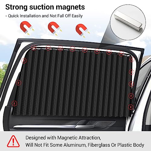 Image of ZATOOTO Car Side Window Sun Shades - Front Privacy Magneic Black 2 Pcs Automotive Covers - Sunshades Curtain Prevent Glare and UV Rays for Baby