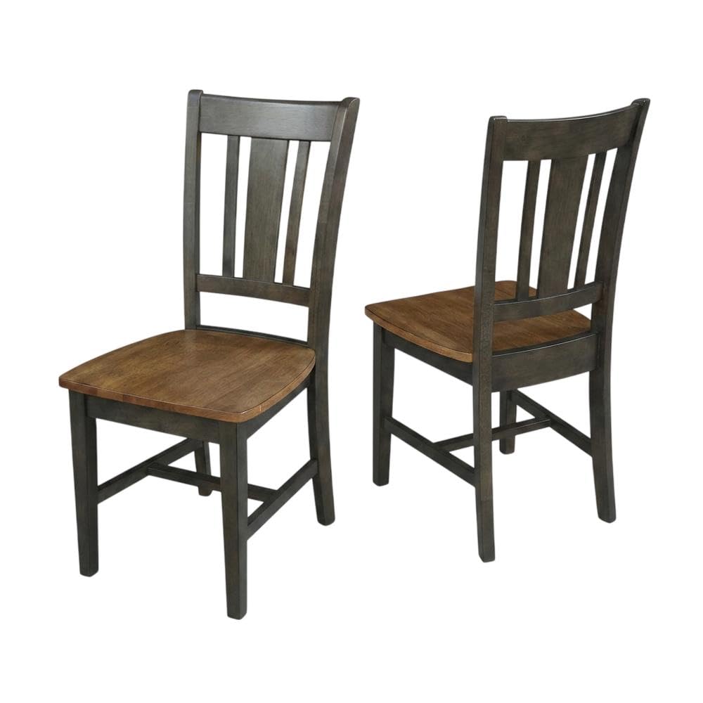 Solid Wood Splatback Dining Chairs Set of by Furnifact – Wood, Hickory and Washed Coal, Pack of 2