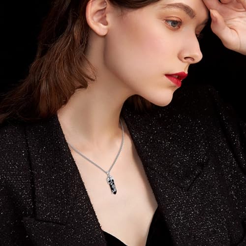 Image of S925 Sterling Silver Skull Pendant Necklace Heart Crystal Birthstone Skull Necklace Gothic Jewlery Gifts